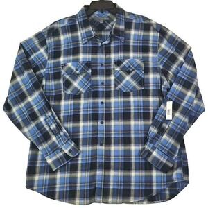 Old Navy ~Men's Size XXL~ Blue/Yellow Plaid Flannel Shirt 100% Cotton NWT.
